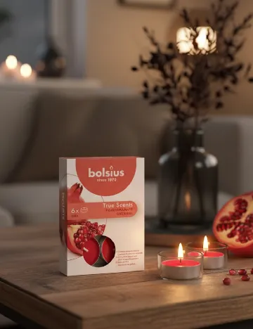 Set lumanari parfumate 6 bucati Bolsius, rosu Rosu