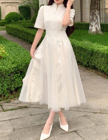 Rochie lunga Dazy, bej