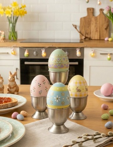 Set suporturi pentru oua 4 bucati, argintiu