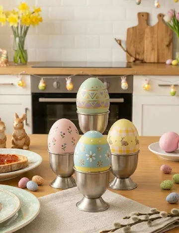 Set suporturi pentru oua 4 bucati, argintiu