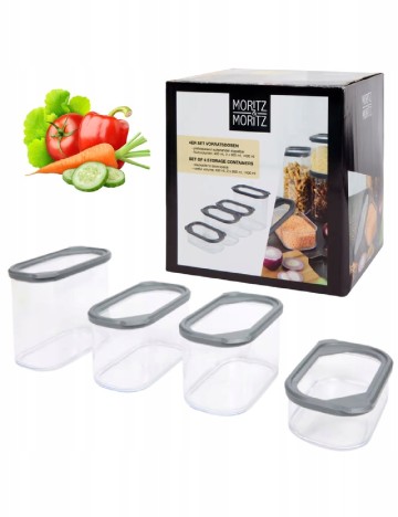 Set recipiente 4 bucati Moritz & Moritz, transparent