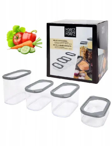Set recipiente 4 bucati Moritz & Moritz, transparent Alb
