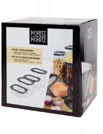 Set recipiente 4 bucati Moritz & Moritz, transparent Alb