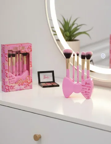 Set pensule de machiaj 5 bucati Barbie, roz Roz