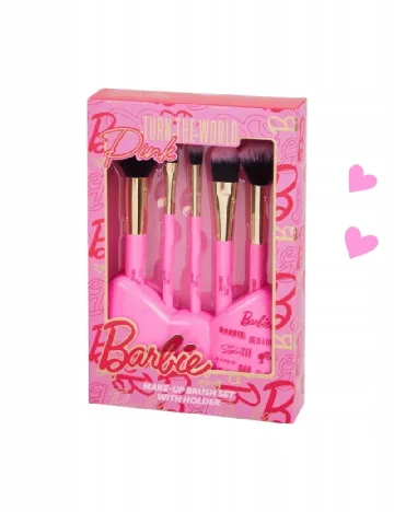 Set pensule de machiaj 5 bucati Barbie, roz Roz