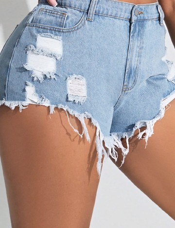 Pantaloni scurti SHEIN CURVE, albastru denim