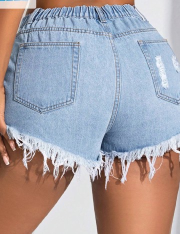 Pantaloni scurti SHEIN CURVE, albastru denim