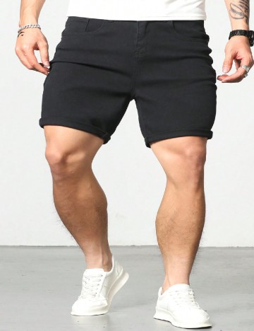Pantaloni scurti SHEIN Plus Size Men, negru