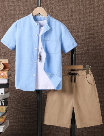 Compleu Shein Kids, albastru/maro
