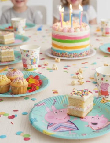 Set farfurii unica folosinta Peppa Pig 10 bucati, mix culori