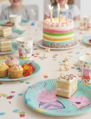 Set farfurii unica folosinta Peppa Pig 10 bucati, mix culori Mix culori