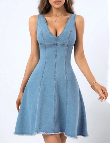 Rochie scurta SHEIN, albastru denim