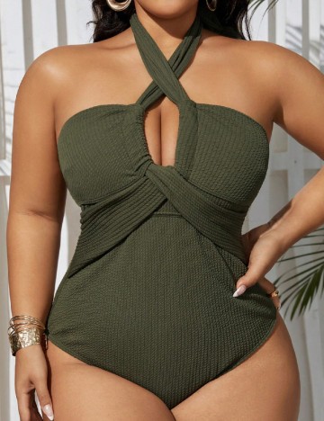 Costum de baie SHEIN CURVE, verde