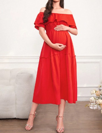 Rochie medie SHEIN Maternity, rosu