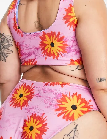 Chilot de baie Collusion Plus Size, roz/mov