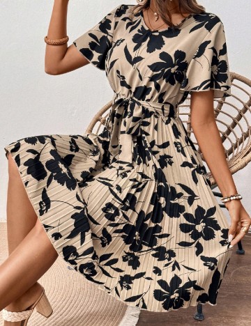 Rochie medie SHEIN, crem/negru