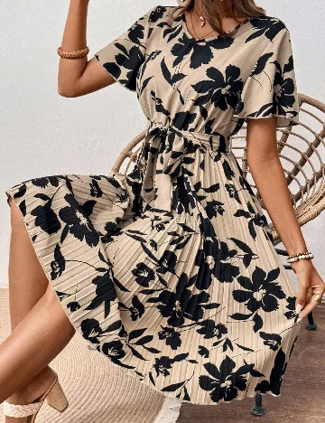 Rochie medie SHEIN, crem/negru
