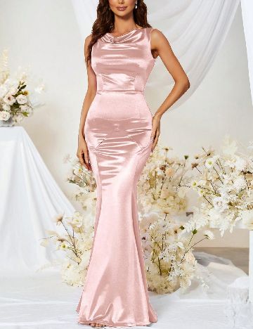 Rochie lunga MUXXN, roz