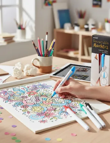 Set markere retractabile 4 bucati AVEC, mix culori Mix culori