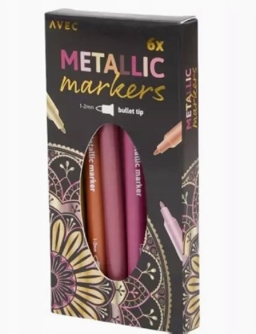 Set markere 6 bucati AVEC, mix culori