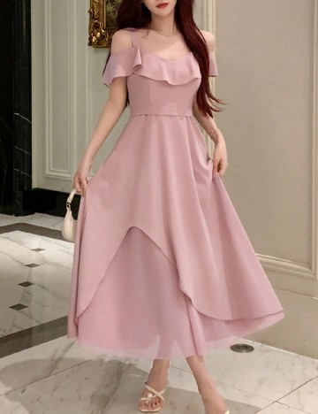 Rochie lunga Dazy, roz