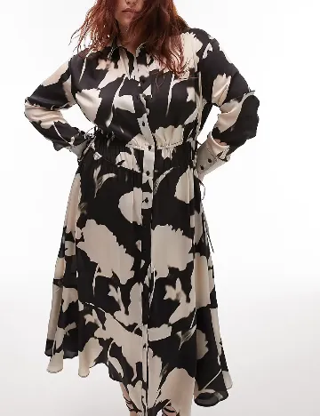 Rochie medie Top Shop Plus Size, negru/crem