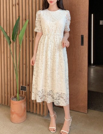 Rochie medie Dazy, crem