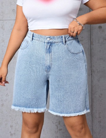 Pantaloni scurti SHEIN CURVE, albastru denim