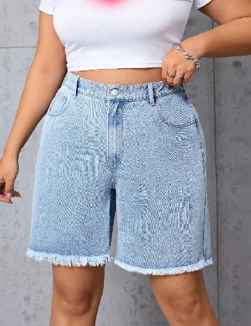 Pantaloni scurti SHEIN CURVE, albastru denim