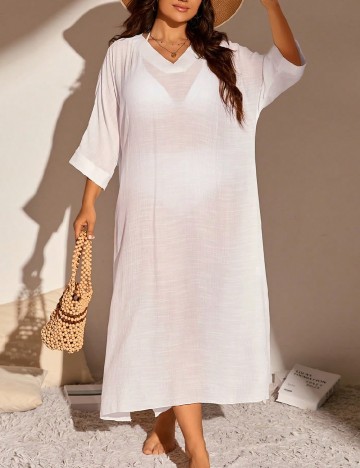 Rochie de plaja SHEIN CURVE, alb