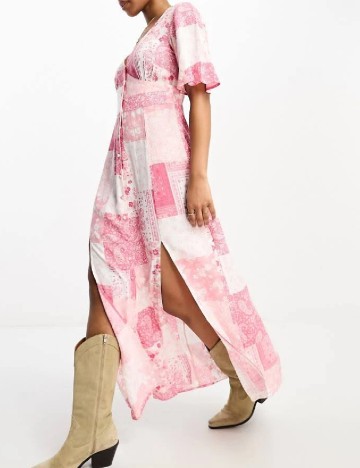 Rochie lunga Miss Selfridge, roz