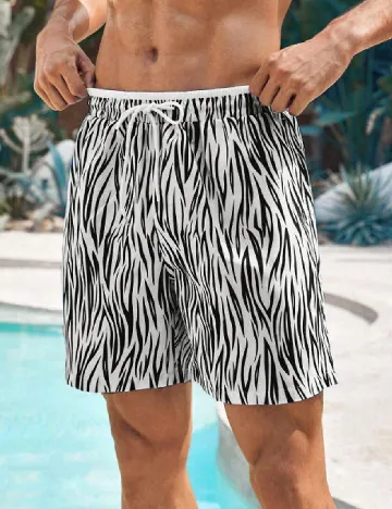 Short de baie SHEIN, alb/negru