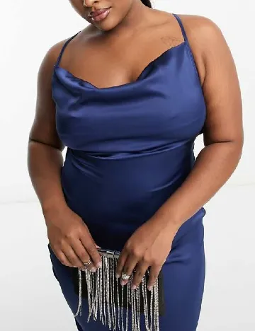 Rochie medie NAANAA Plus Size, albastru