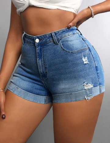 Pantaloni scurti SHEIN CURVE, albastru
