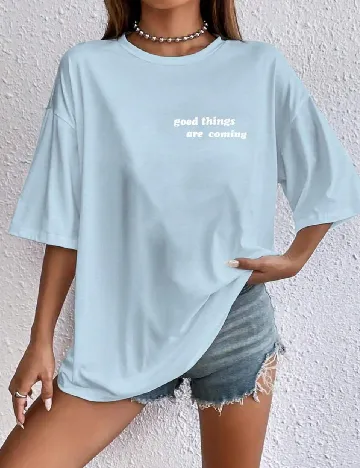 Tricou SHEIN CURVE, bleu Albastru