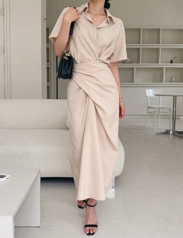Rochie lunga Dazy, crem