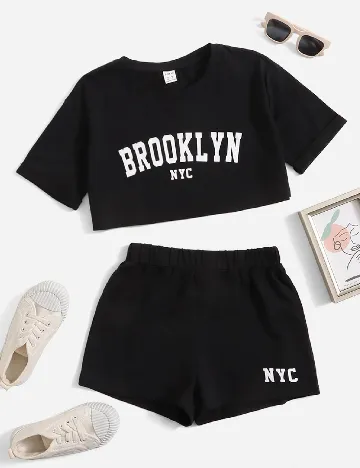 Compleu Shein Kids, negru Negru