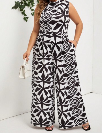 Salopeta SHEIN CURVE, negru/alb