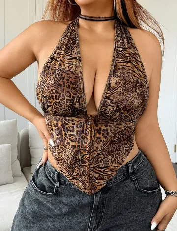 Top SHEIN CURVE, animal print Animal print