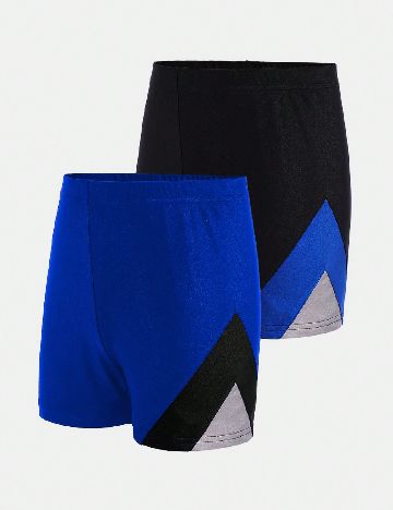 Set short de baie 2 perechi Shein Kids, negru/albastru