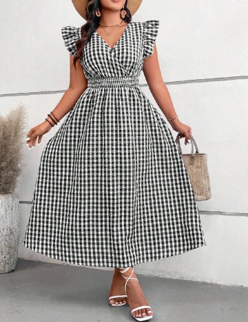 Rochie lunga SHEIN CURVE, alb/negru