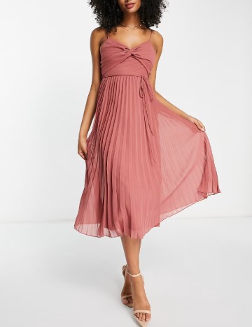 Rochie medie ASOS, roz pudra inchis