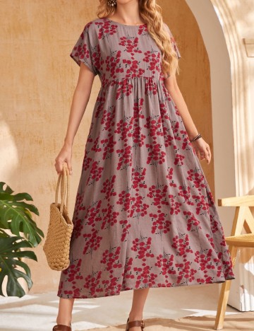 Rochie lunga Emery Rose, roz pudra inchis