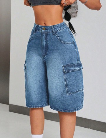 Pantaloni scurti SHEIN, albastru