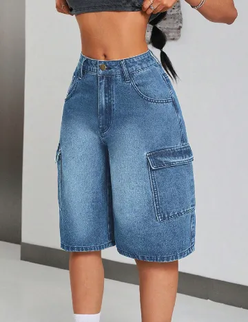 Pantaloni scurti SHEIN, albastru Albastru