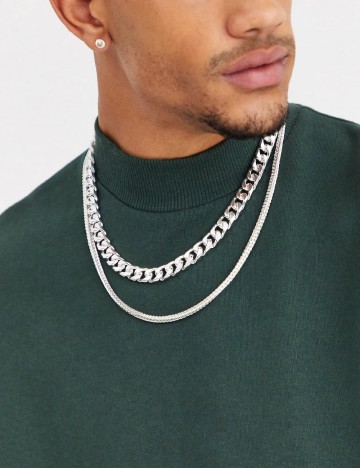 Colier ASOS, argintiu