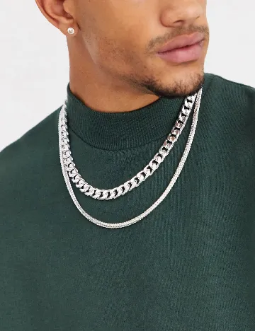 Colier ASOS, argintiu Gri