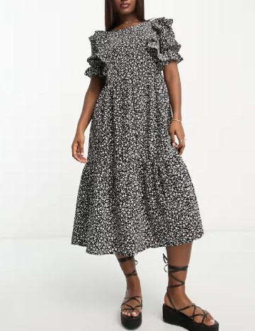 Rochie medie Monki, negru/alb