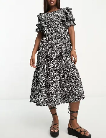 Rochie medie Monki, negru/alb Negru