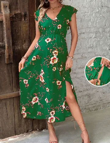 Rochie lunga SHEIN Maternity, verde Verde